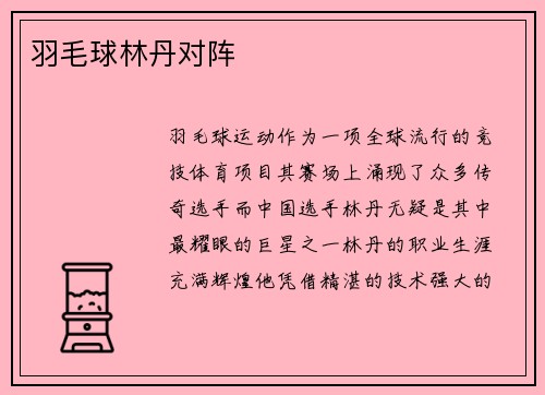 羽毛球林丹对阵